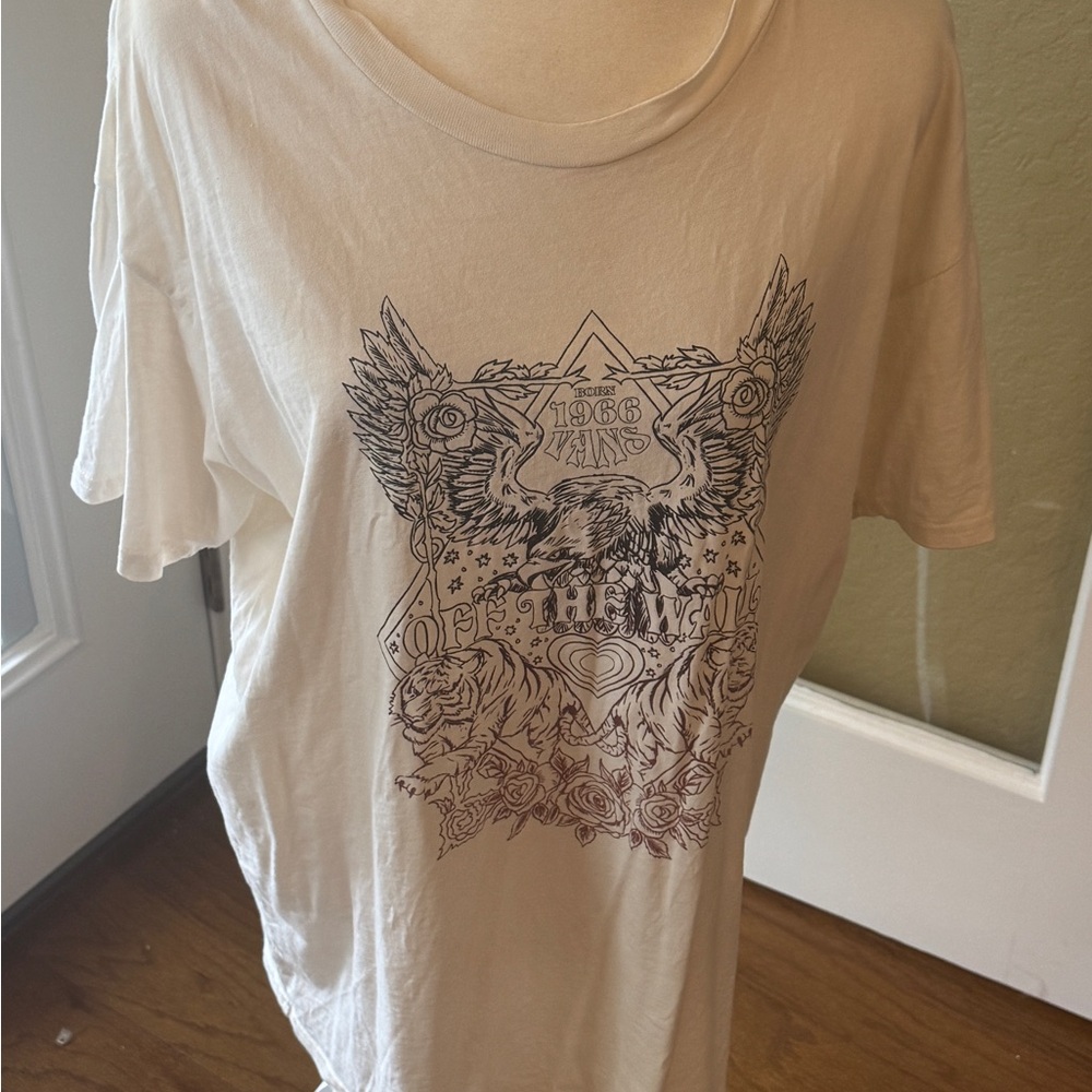 Vans Cream Short Sleeve Graphic boyfriend Tee
